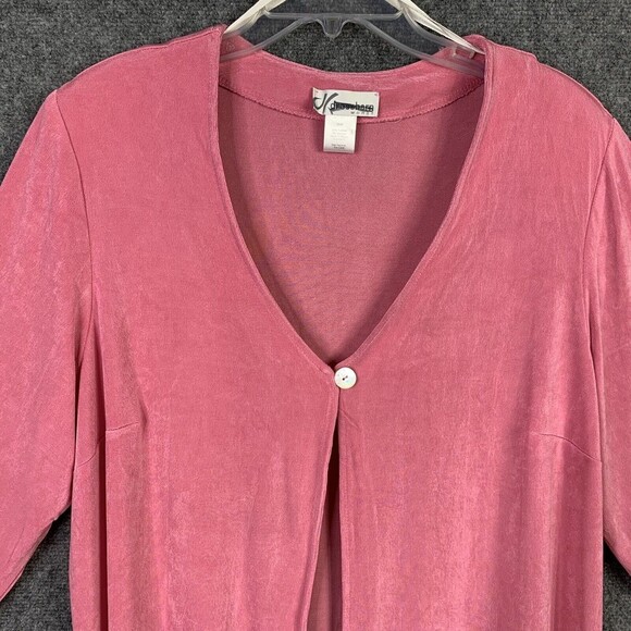 Dress Barn Stretchy Cardigan Woman 20W One Button Pink Shoulder Pads Vintage - Picture 2 of 9